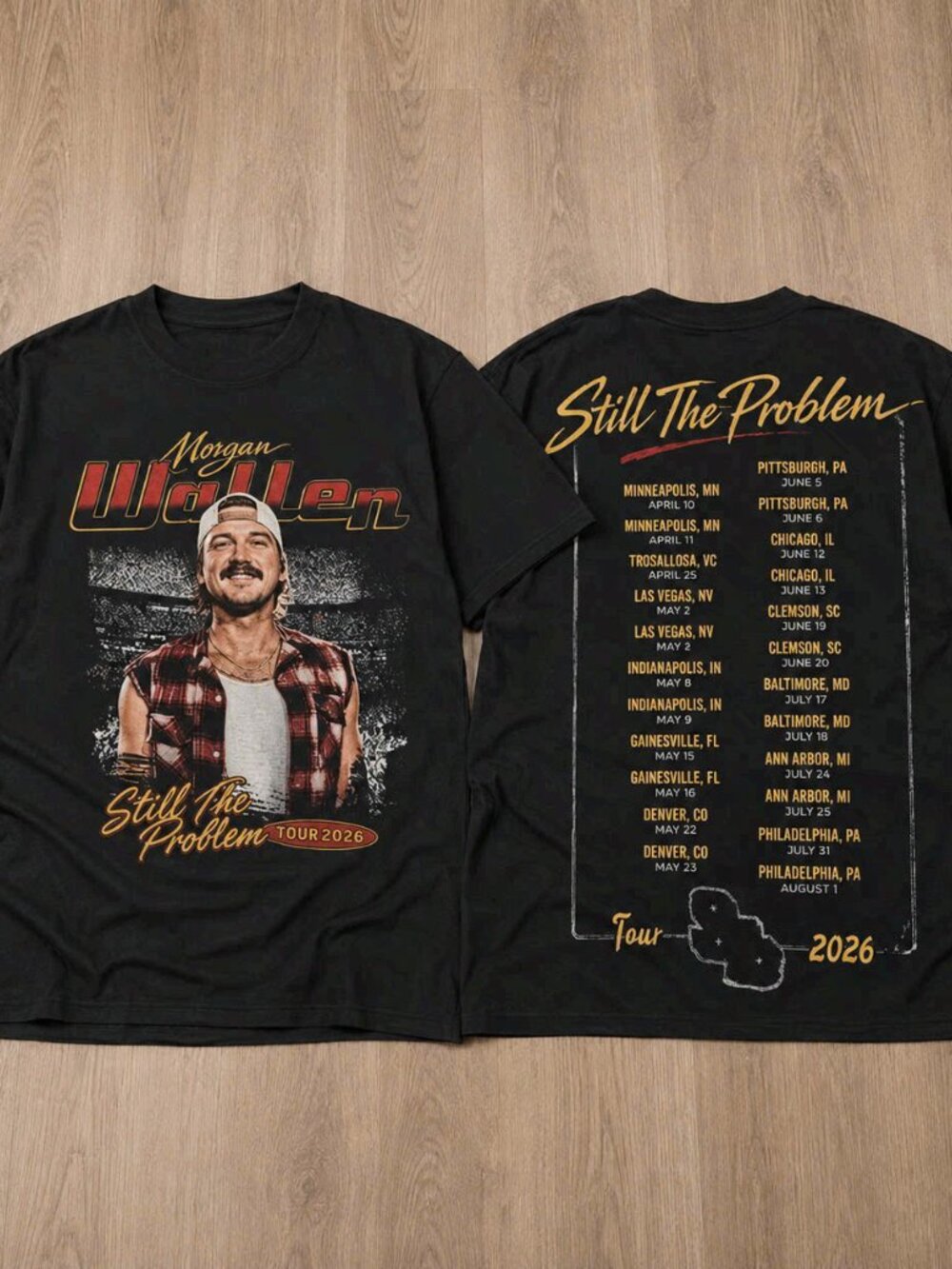 Morgan Wallen Still The Problem Tour 2026 Vintage Graphic Tee Black